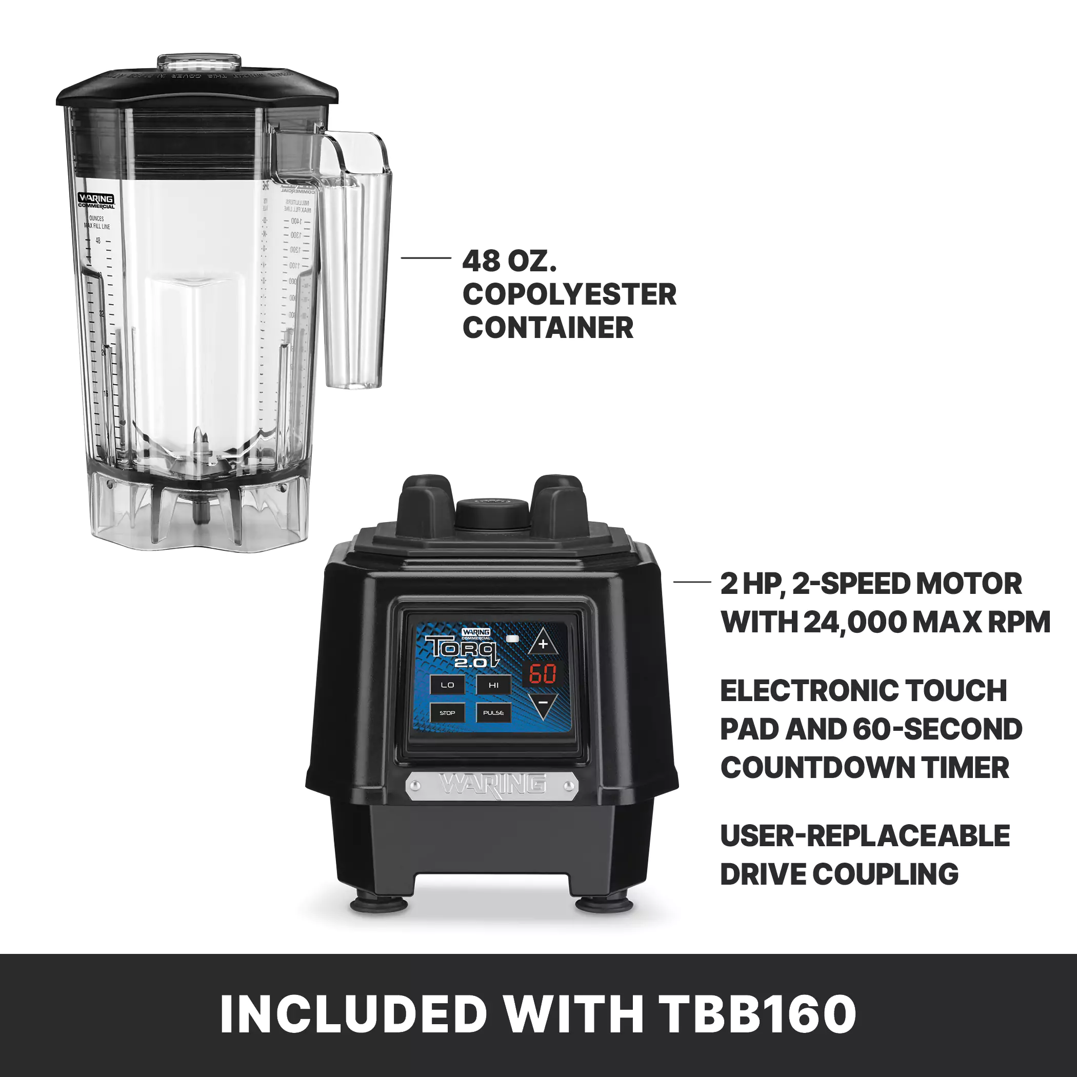 Torq 2.0 Blender with Electronic Touchpad Controls and Timer